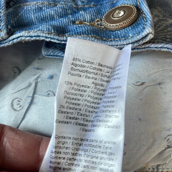 CREAM Mason Butterfly Cropped Shape Fit Jeans Blue Light Wash Mid Rise Fray 30 - Picture 10 of 13